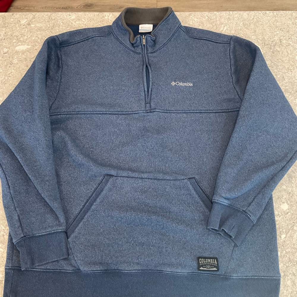 Columbia Men's Heathered Blue Zip-Up Sweater